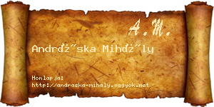 Andráska Mihály névjegykártya